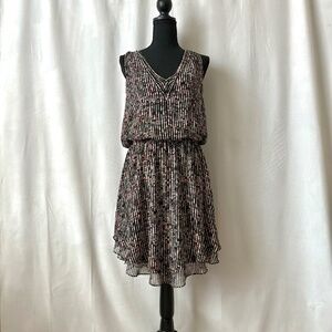 WHBM Peplum Dress Chiffon V-neck Size 8